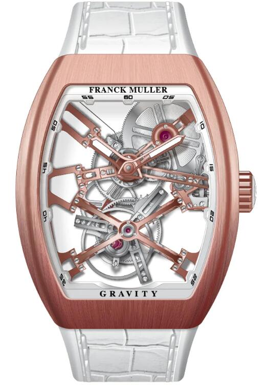 Best FRANCK MULLER Vanguard Gravity Skeleton Tourbillon Brushed Rose Gold V 45 T GR CS SQT (BC) (BR 5N) (BLC.NR) Replica Watch